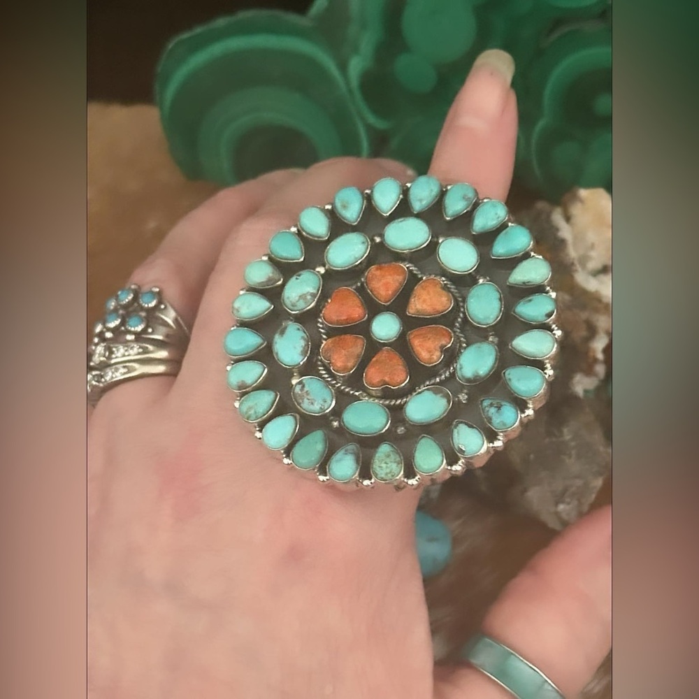 Turquoise Spiny Oyster Statement Huge Southwester… - image 5